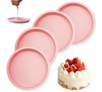 SMELEYOU 4Pcs Silicone Cake Pan 6 Inch Non Stick Layer Cake Pans Easy Release Silicone Molds Heat Resistant Baking Pans for DIY Rainbow Cakes Cheese Cakes
