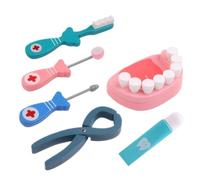 SMELEYOU 6PCS Kids Dentist Play Set Wooden Toddler Doctor Play Set Teeth Tools Early Educational Dentist Toy Plastic Doctor Kit for Toddlers Gifts