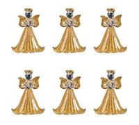 SMELEYOU Angel Ornaments for Christmas Tree 6PCS Glitter Gold Glass Christmas Angel Hanging Crystal Ornaments with Rope for Xmas Tree Wall Porch