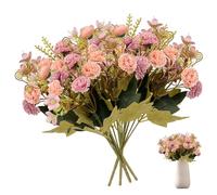 SMELEYOU Artificial Flowers Carnation Grave Flower Bouquet 4 Bunches 12 Inch Silk Flower Carnations Realistic Multi Flower Heads Bouquet for Photo Props Floral Arrangement Wedding Party Decor Style 1