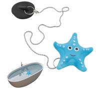 SMELEYOU Bath Plug and Chain Universal Sink Plug Rubber Star fish Floating Bath Tub Stopper for Bathroom Kitchen Washbasin