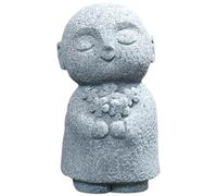 SMELEYOU Buddha Statue Indoor Jizo Monk Praying Small Buddha Statue Holding Flowers Zen Desk Decor ideal for Home Office Japanese Garden