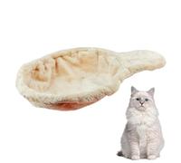 SMELEYOU Cat Hammock 17in Dia. Winter Spoon-shape Large Cat Tree Hammock Warm Soft Scratch-proof Cat Tree Replacement Parts Washable Easy to Install Cat Tree Attachments Beige