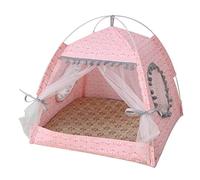 SMELEYOU Cat Tent Dog Teepee Pet Bed Tent Portable Folding Cat Kitten Bed Dog Sun Shelter Puppy Dog House Dog Shade Tent Cave for Pet under 2.5 kg Pink-M