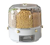 SMELEYOU Cereal Storage Containers Rice Storage Container 30L Rotating Rice Dispenser 6-Grid Clear Cereal Dispenser with Airtight Lid and Rice Cup for Food Grain Storage Container Grey