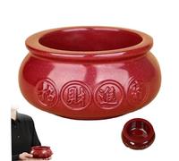 SMELEYOU Chinese Cinnabar Decor 3.5 Inch Feng Shui Wealth Bowl for Home Altar and Office Display