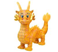 SMELEYOU Chinese Dragon Plush 8.3inch Traditional Embroidered PP Cotton Stuffed Dragon with Hanging Rope Cute Festive Chinese New Year Decoration Yellow