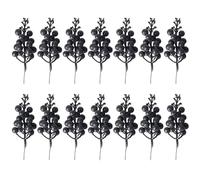 SMELEYOU Christmas Picks 14PCS 22cm 15-Branches Glitter Berries Stems Christmas Tree Topper Artificial Berries Pastel Christmas Decorations for Christmas Wreath Making Supplies Black