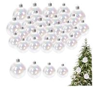 SMELEYOU Clear Baubles Iridescent Baubles Christmas Balls 30PCS 3/4/5/6cm Shatterproof Clear Plastic Baubles Shiny Hanging Iridescent Ornaments Balls for Xmas Party Tree Decorations