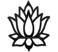 SMELEYOU Crystal Display Shelf, Wooden Water Lily Flower Crystal Shelf, Black Corner Floating Shelves Display 11.4x9 Essential Oil Trinket for for Room,
