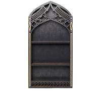 SMELEYOU Crystal Shelf Display for Wall, Wooden Gothic Witch Decor, Black Window-Shaped Crystal Shelf 15.7x7.8 Essential Oil Display Trinket for for Room, Living Room,
