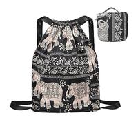 SMELEYOU Drawstring Gym Bag Women's Foldable Waterproof Backpack with Many Pockets Simple National Style Nylon Gym Sack Fashion Drawstring Bag for Gym Shopping Sport Yoga Style2