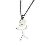 SMELEYOU Funny Doodle Necklace,Personalized Matchstick Hand Gesture Necklaces Silver Middle Finger Necklace Pendant Necklace Jewelry Gift for Men Women.
