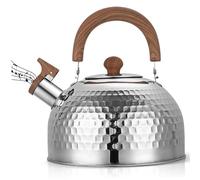SMELEYOU Gas Kettle 3 L Whistling Kettle Metal Kettle with Wood Grain Handle Stove Induction Kettle Camping Kettle for Gas Stove Electric Stove Camp Fire