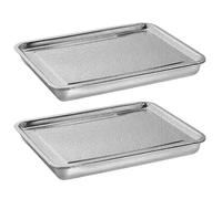 SMELEYOU Germination Trays, Stainless Steel Seed Germination Tray Kit, Rectangle, Wheatgrass & Bean Sprouts Grow Tray, 26x20x5 cm, 2PCS