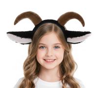 SMELEYOU Goat Horns Headband Cute Sheep Ears Horns Headband Plush Animal Headwear Cosplay Costume Accessory for Masquerade Birthday Party Carnival