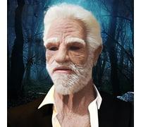SMELEYOU Halloween Decor Old Man Mask White Hair Wrinkled Halloween Mask Big Nose Handsome Realistic One Size Fits Most Latex for Cosplay Costume Film Prop