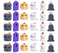 SMELEYOU Halloween Decorations 30Pcs Halloween Figurines Resin Ghost Pumpkin Tombstone Mini Figurines for Party Dollhouse Micro Landscape Accessories