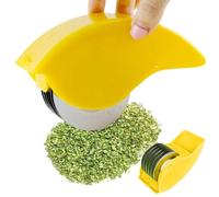 SMELEYOU Herb Roller with 6 Blade Manual Herb Chopper Stainless Steel PP Herb Cutter Sharp Detachable Herb Choppers for Cilantro Scallion Parsley Yellow