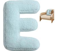 SMELEYOU Letter Pillow Initial Unique Cute Blue Throw Pillows Plush Soft Decorative English Alphabet Pillow for Nursery Room Couch Beding, Letter E