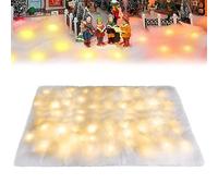 SMELEYOU Lighted Snow Blanket 1.2 * 0.33m Christmas Snow Blanket Roll with LED Lights Strings Battery Powered Fake Snow Blanket for Christmas Tree Skirt Mantle Winter Display