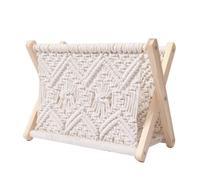 SMELEYOU Macrame Magazine Rack Rustic Style Magazine Holder Standing Storage Basket for Book Newspaper for Home Decor White - 32*27*20cm