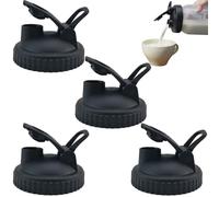 SMELEYOU Mason Jar Lids, 4Pcs Mason Jar Pour Spout Lid Dia. Flip Cap Wide Mouth Lids Leakproof Plastic Airtight Sealed ideal for Home Pouring Drinking