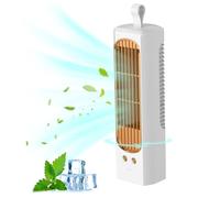 SMELEYOU Mini Tower Fan 30cm Table Fan 3 Speed Cooling Fan Type-C Rechargeable Desk Fan Low Noise 90° Oscillating Fan with Handle Vertical Horizontal Portable Brushless Motor Fan for Home Office