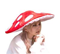 SMELEYOU Mushroom Hat Red Wide Brim Cap Polyester Mushroom Hat Cosplay Simulated Cute & Oversized Costume for Halloween, Costume Parties, Cosplay, Themed Events