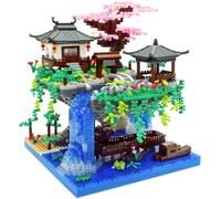 SMELEYOU Peach Blossom Micro Building Blocks Set Light Up Building Blocks Set for Adults 3 Mode Chinese Traditional Architecture Adult Block Birthday