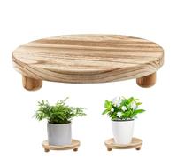 SMELEYOU Plant Riser 10" Round Plant Pot Stand Wooden Riser Small Plant Stands Indoor Flower Pot Holder Planter Stand Tray Decorative Wooden Cake Stand Pedestal Tables for Garden Desktop Display