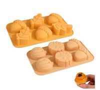 SMELEYOU Pumpkin Silicone Moulds 2PCS Halloween Decorations 6 Cavity 3D Autumn Harvest Theme Chocolate Moulds Thanksgiving Candle Moulds Pumpkin Decor for Pudding Muffin Cake Fondant Making Style1