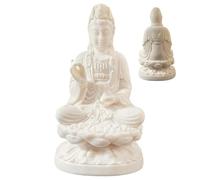 SMELEYOU Quan Yin Statues Ivory Fruit Kuan Yin Statue with Vase and Lotus Throne Hand Carved Home Decor for Office Meditation Room or Zen Altar