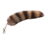 SMELEYOU Raccoon Tail Keychain 12 Inch Soft Furry Fox Tail Keychain Realistic Color Stylish Tassel Pendant for Costumes Bags and Daily Wear Style 1