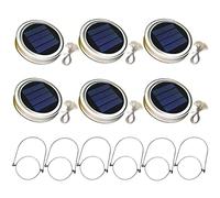 SMELEYOU Solar Bottle Lights Solar Mason Jar Lid Light with 2m String Lights Handle 20 LEDs Hanging Lantern Lamp Replacement Solar Light Top for Garden Decoration Warm Light 6PCS
