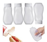 SMELEYOU Squeeze Bottles for Sauces 4PCS 11 Oz Salad Dressing Container Bottle Ketchup Bottles Squeeze Clear Condiment Squeeze Bottles Leakproof Sauce Bottles with Flip Cap