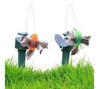 SMELEYOU Statues, 2PCS Solar or Battery Fluttering Hummingbird Garden Ornament with 40cm Pole Wobble Flying Bird Stakes for Yard Outdoor Wedding Garden Decor NO Battery Random Color