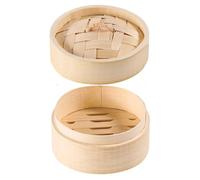 SMELEYOU Steam Basket Bamboo 4x4x2 In with Lid Kitchen Cooking Hollow Steaming Basket Anti-Water Splashing Bathroom Bamboo Soap Holder for Shower