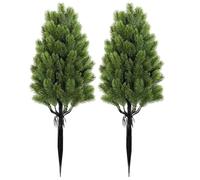 SMELEYOU Topiary Trees 2Pcs 21in Lifelike Pine Artificial Christmas Trees with Stake for Front Porch Indoor and Outdoor Green
