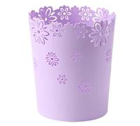 SMELEYOU Waste Paper Bin 7.5 Inch Plastic Hollow Waste Paper Basket Flower Lace Round Waste Bin for Bedroom Bathroom Kitchen and Office M Purple for Home