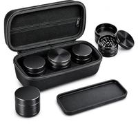 Smell Proof Bag - Smell Proof Stash Bag with Glass Jars,Grind,Multi-Functional Work Tray, Waterproof & Odor Proof Bag,Large Stash Box For Your Accessories,Travel Essentials for Men,Black
