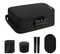 Smell Proof Bag with Combination Lock, Lewooilt Smell Proof Container Stash Box with 5 Small Resealable Baggies, 2 Doob Tube, Glass Stash Jar and Storage Tray, Black