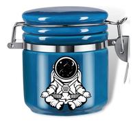 Smell Proof Jar Half Oz (250ml), Separate Space for Humidity Pack To Keep Herbs, Spices Fresh For Months - Ceramic Smell Proof Containers, Stash Jar with Clamp Lid -Double Sealed Airtight Jar -Blue