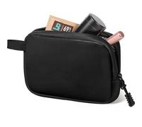 Smell Proof PU Leather Bag - Odour Proof Travel Pouch with Activated Carbon Liner & Waterproof Zip - Airtight Storage Case for Spices, Toiletries & Valuables - Gifts for Men Women (Black)