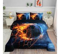 Smell Sunshine Comforter Set Ice and Fire Football Printed Bedding Set with 1 Comforter and 2 Pillowcases for Girls Boys Bedroom All Season(Football Twin)