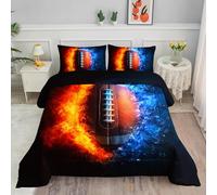 Smell Sunshine Comforter Set Red Blue Rugby Printed Bedding Set 1 Comforter and 2 Pillowcases for Girls Boys Bedroom All Season(Red Blue Rugby Twin)