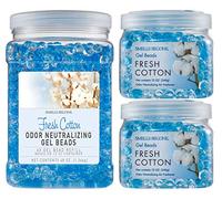 SMELLS BEGONE Odour Eliminator Gel Bead Value Pack - Air Freshener - Made with Essential Oils - 2 x 12 Ounce + 48 Ounce Refill - Fresh Cotton Scent