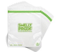 Smelly Proof Reusable Food Storage Bags Designed & MFG, USA MADE, Dishwasher-Safe, Easy-To-Clean, BPA FREE, NO PEVA, Clear FLAT Large 3-mil Thick, 8.5" x 10", Quart Size Ziplock Bags, 10-Pack