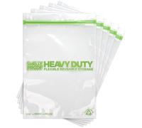 Smelly Proof REUSABLE STORAGE BAGS, Extra Large HEAVY DUTY 5-mils US-Made, BPA FREE, NO PEVA, Dishwasher-Safe Reusable Freezer Bags Triple Zip CLEAR FLAT XXL 2-Gallon 12" x 16" - 5pk