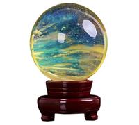 Smelting Crystal Quartz Ball with Stand Yellow Crystals for Healing/Divination/Chakra Balance/Yoga/Home/Office FengShui Decoration,14cm